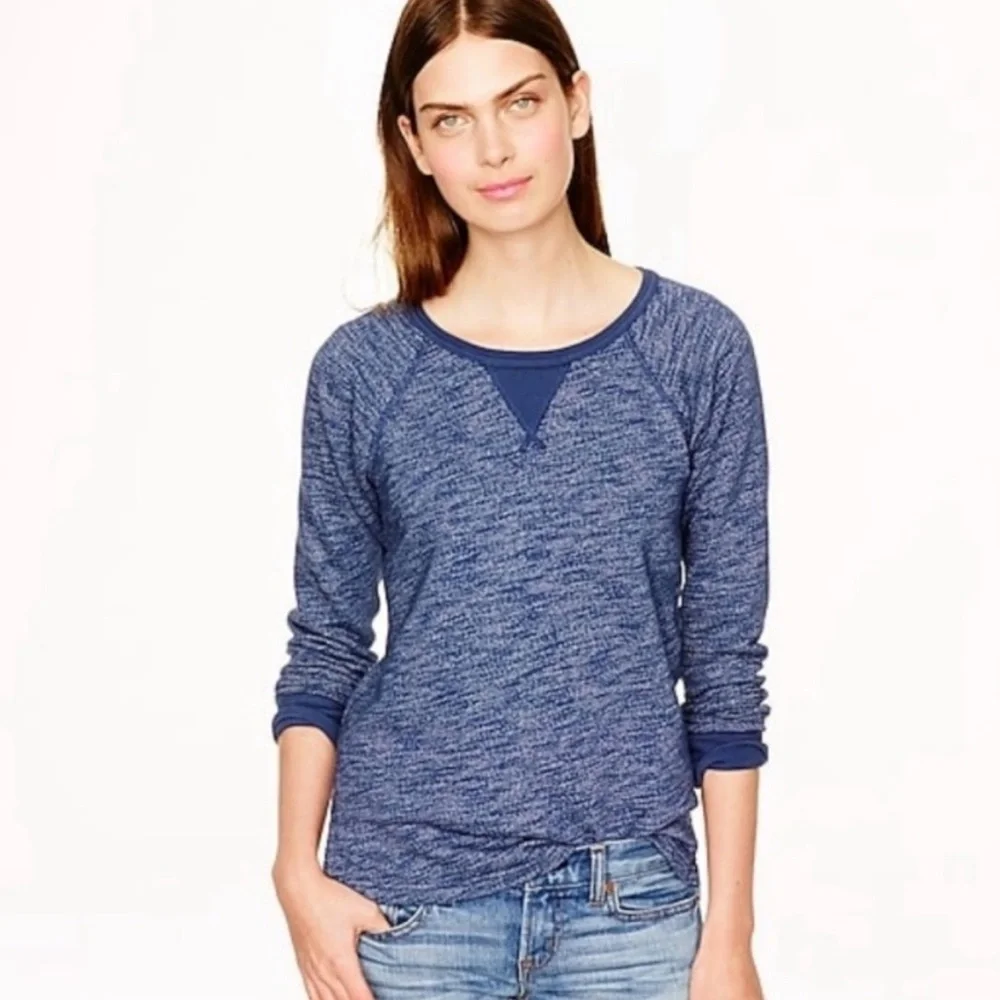 J Crew French Terry Blue Sweatshirt EUC Sz XXS Loungewear Athleisure